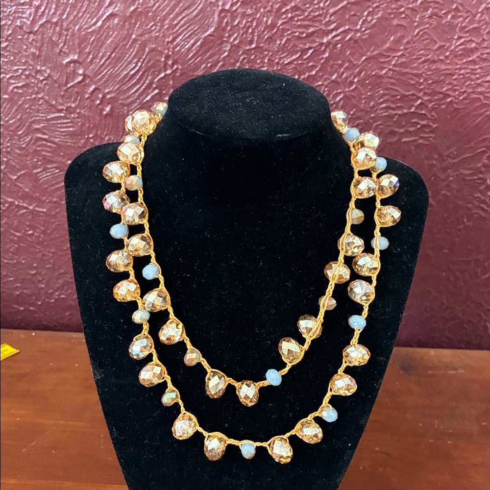 Faceted Amber & Aqua Statement Necklace